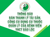 THÔNG BÁO về việc bán thanh lý tài sản, công cụ...