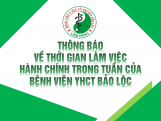 Thông báo Về thời gian làm việc hành chính trong...