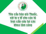 Yêu cầu báo giá thuốc, vật tư y tế cho các tủ trực...