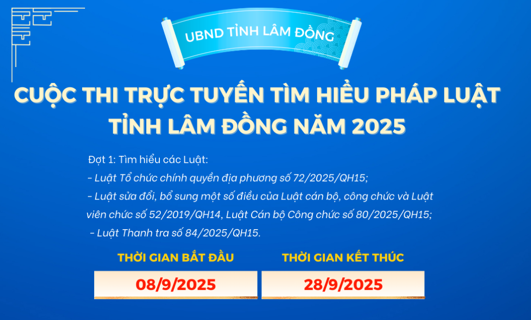 Cuộc thi trực tuyến "tìm hiểu pháp luật" năm  2025 trên địa bàn tỉnh Lâm Đồng